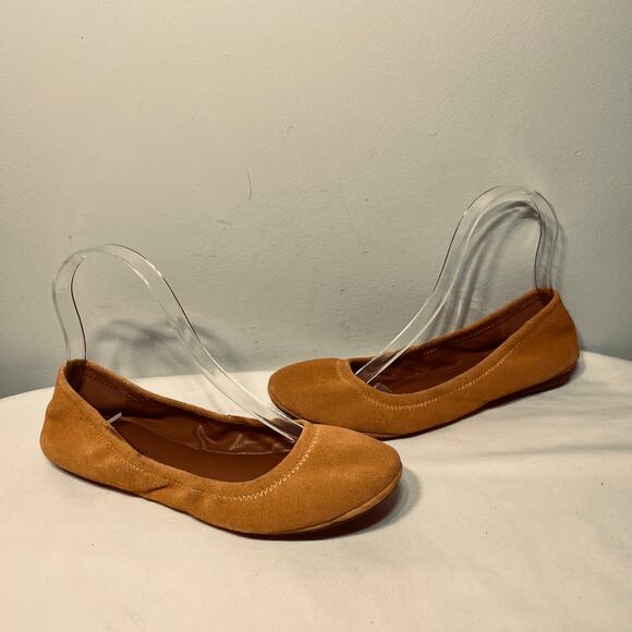Lucky Brand Ballet Flats Erin Mustard Gold Suede Leather Fall Casual Office 7 - Picture 1 of 10